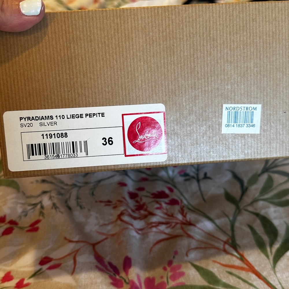 Christian Louboutin Silver Wedge Espadrilles PYRADIAMS 110 LIEGE PEPITE - Size 6 - Picture 9 of 9